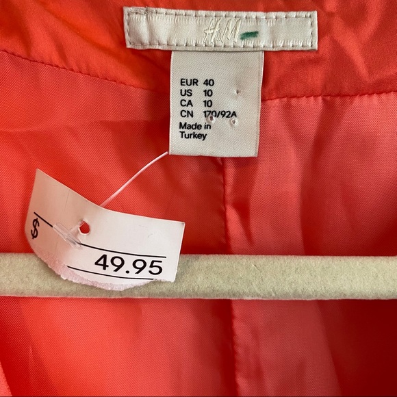 H&M Sleeveless Coral Mini Dress Size 10 NWT - Picture 6 of 7